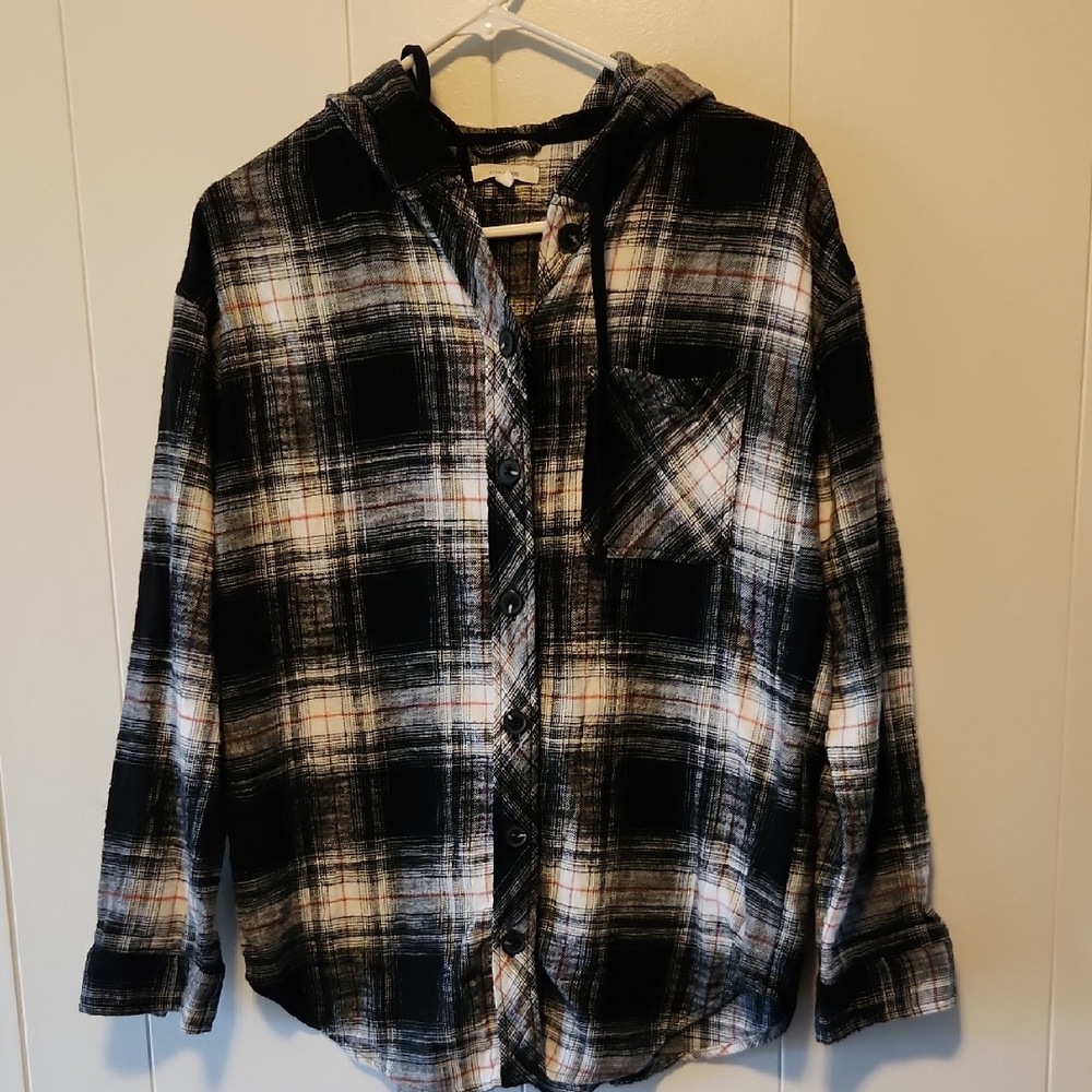 Maurices Size M Hooded Flannel Shirt